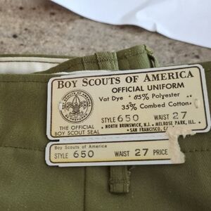 2 Pairs Pants Boy Scouts of America Green Kids Uniform  Vintage 1970s 27" Waist
